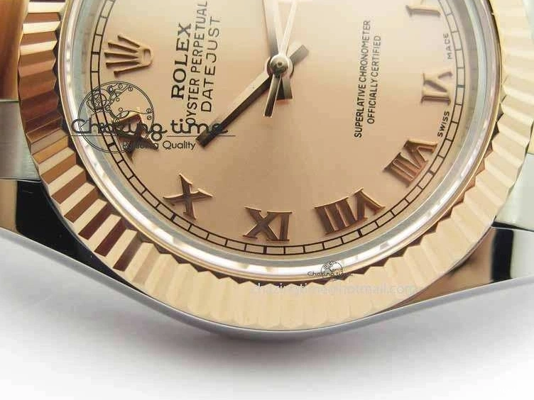 MiroTime 1218 Sleek DateJust II 41mm SS RG BP Maker Best Edition RG Roman Dial On SS RG Bracelet SA 3711